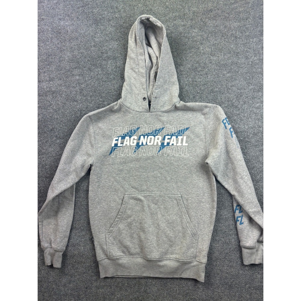 Flag Nor Fail Hoodie Mens Small Gray Graphic Logo Pullover Sweatshirt